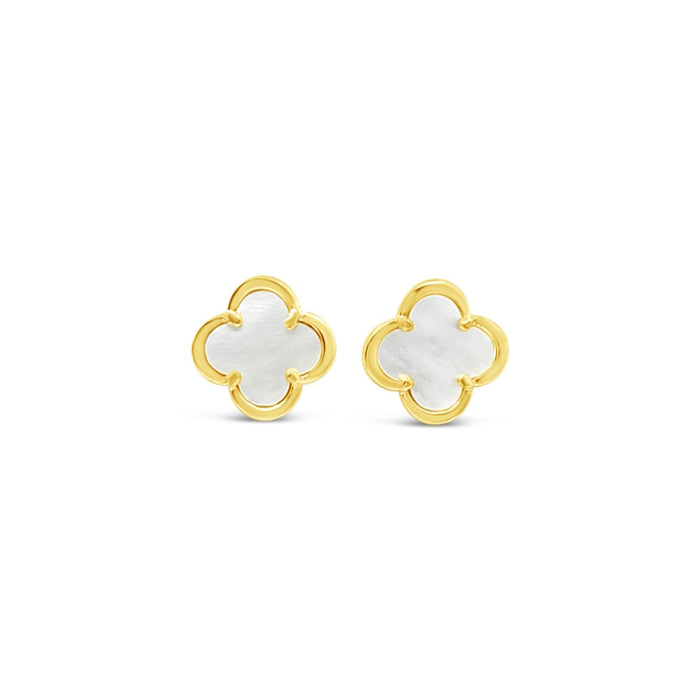 Boucles d'oreilles trèfle 12mm-Nacre de perle