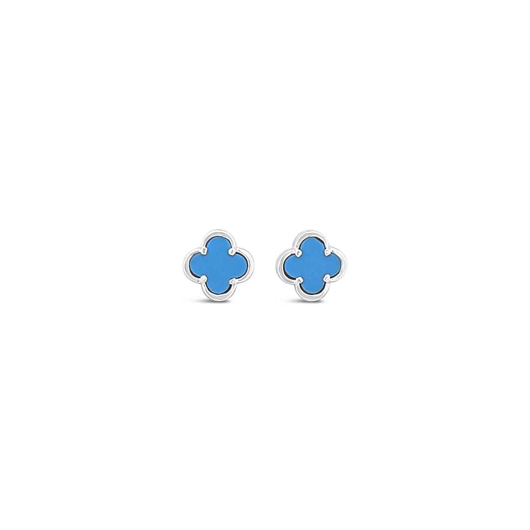 Clover Stud Earring 8mm - Turquoise