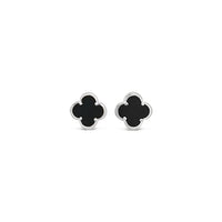 Clover Stud Earring 10mm - Black Agate