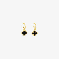 Clover Hoop Set 10mm - Black Agate-Gold