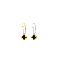 Clover Hoop Set 20mm - Black Agate -Gold