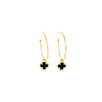Clover Hoop Set 35mm - Black Agate -Gold