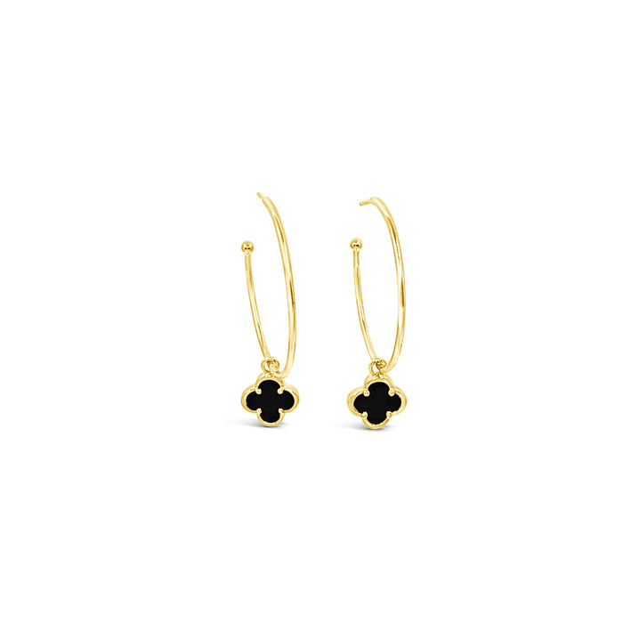 Clover Hoop Set 35mm - Black Agate -Gold