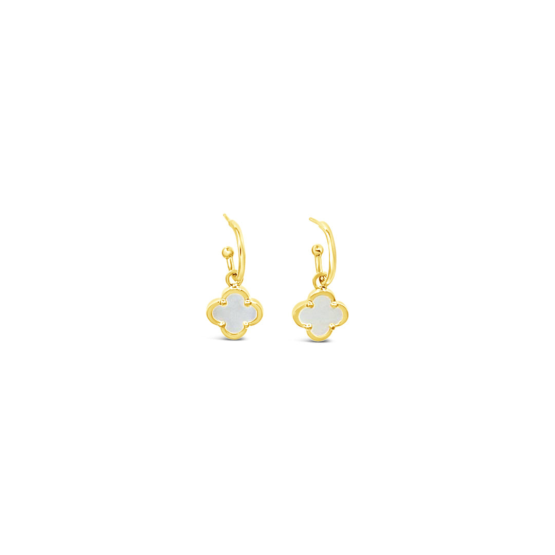 Clover Hoop Set 10mm - Mother of Pearl-Gold