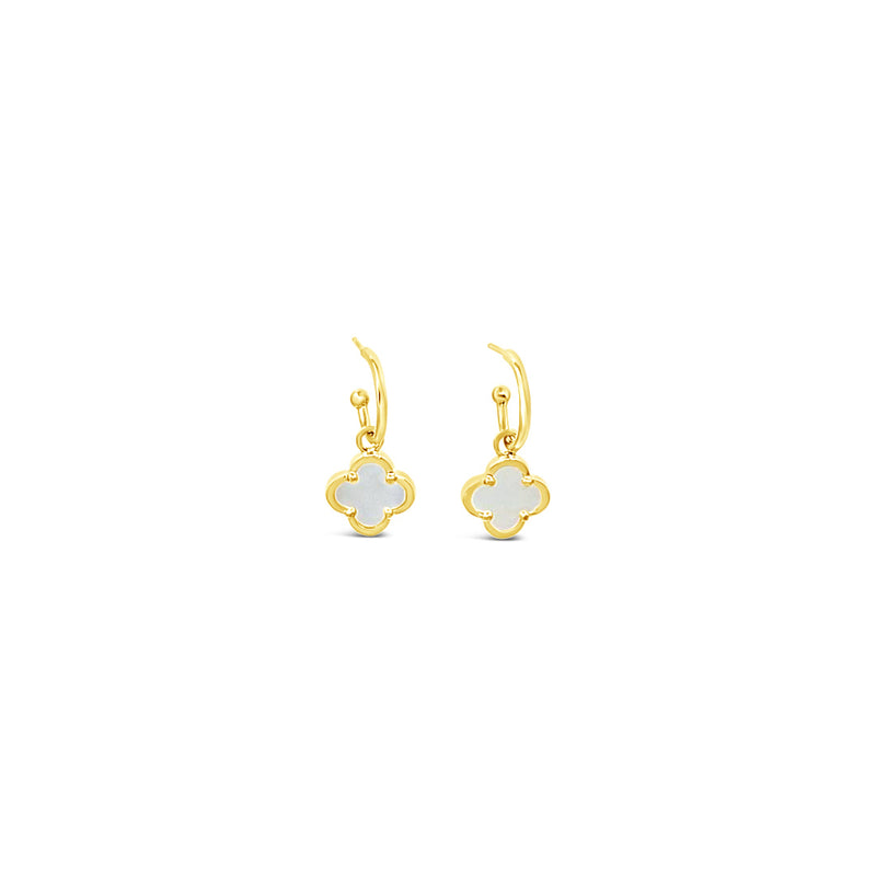 Clover Hoop Set 10mm - Mother of Pearl-Gold