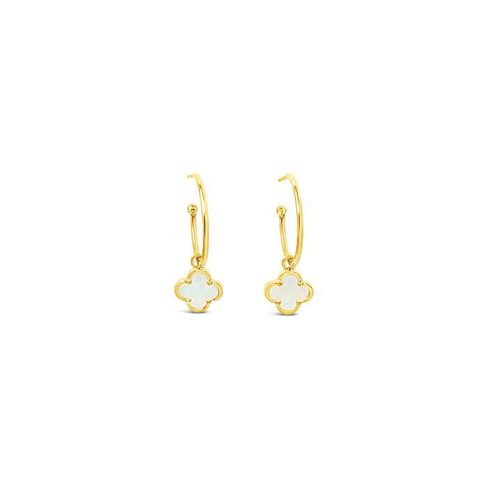 Clover Hoop Set 20mm - Mother of Pearl-Gold