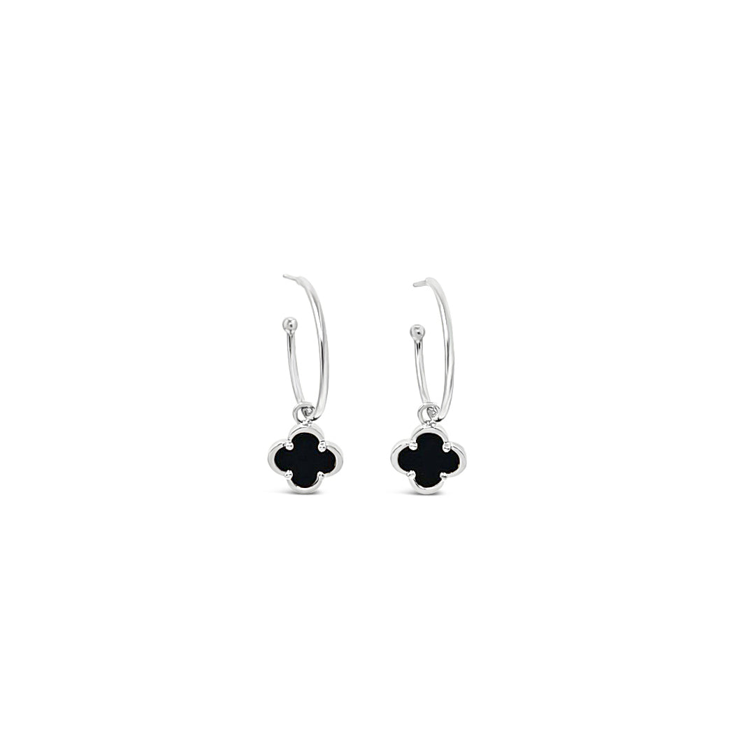 Clover Hoop Set 20mm-Black Agate