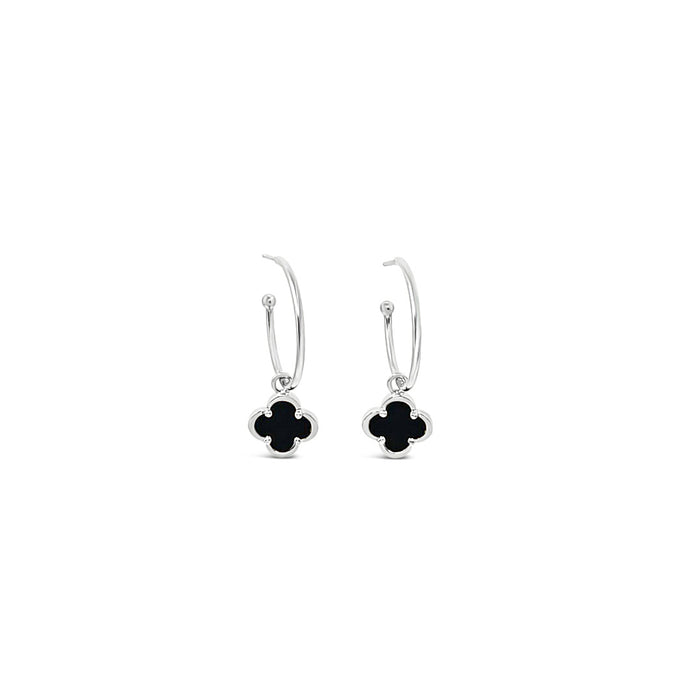 Clover Hoop Set 20mm-Black Agate
