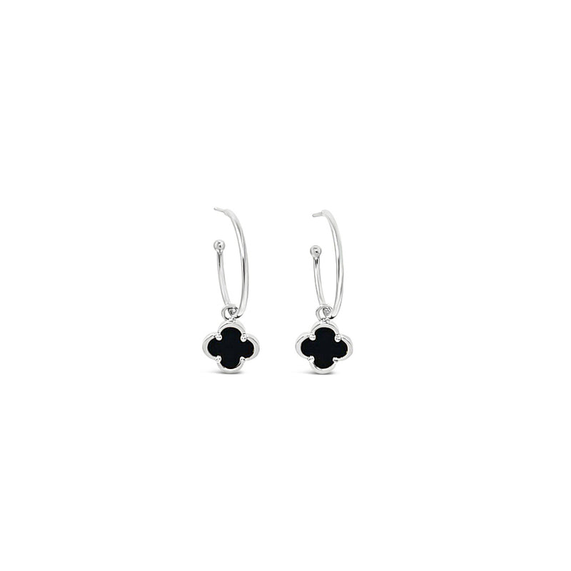 Clover Hoop Set 20mm-Black Agate