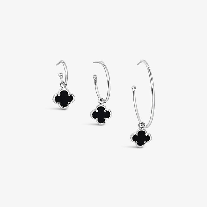 Clover Hoop Set 10mm - Black Agate