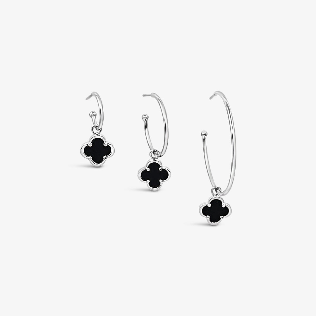 Clover Hoop Set 35mm - Black Agate