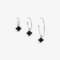 Clover Hoop Set 20mm-Black Agate