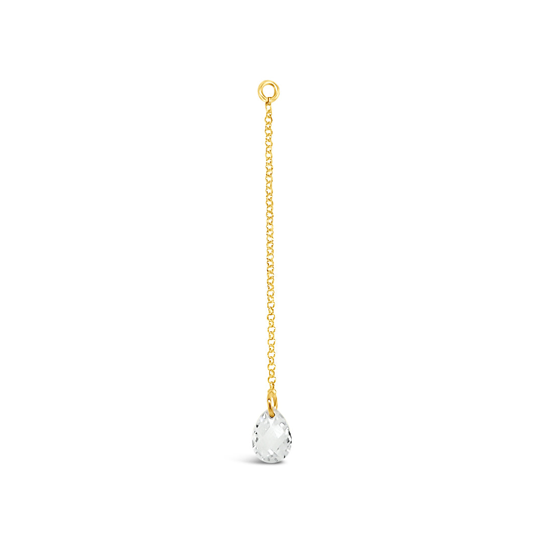 Single Briolette CZ Drop Earring-White