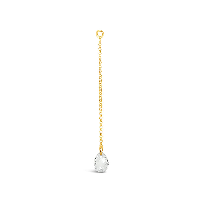 Single Briolette CZ Drop Earring-White