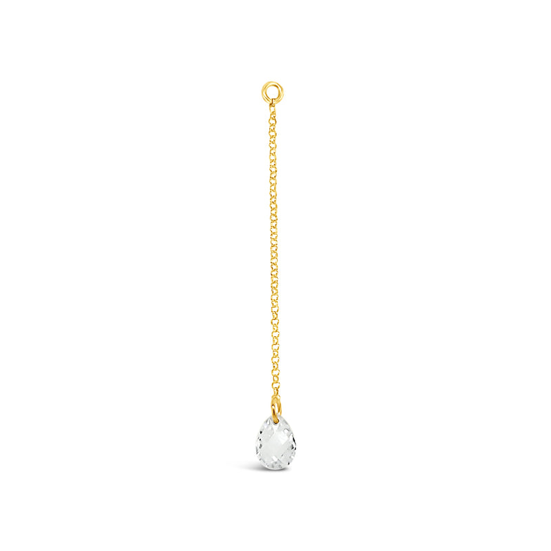 Single Briolette CZ Drop Earring-White
