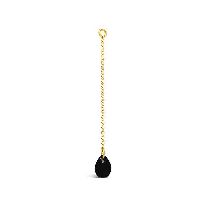 Single Briolette CZ Drop Earring-Black