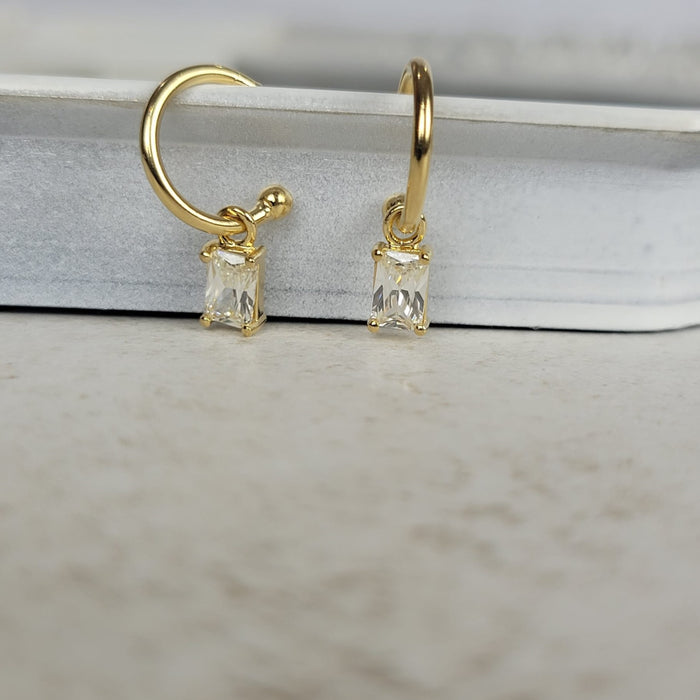 White CZ  10mm Hoop Set -Gold