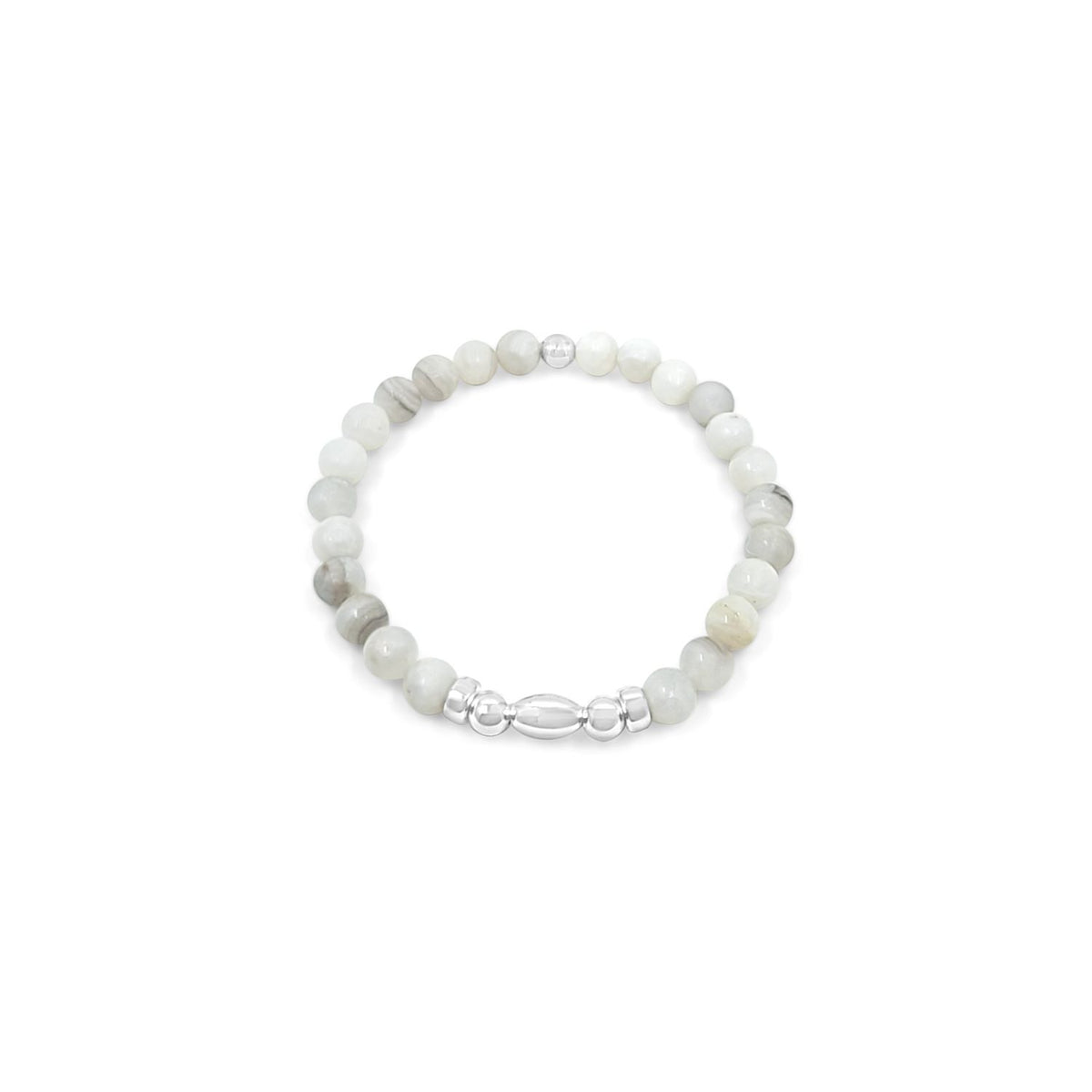 Beaded White Lace Agate Bracelet