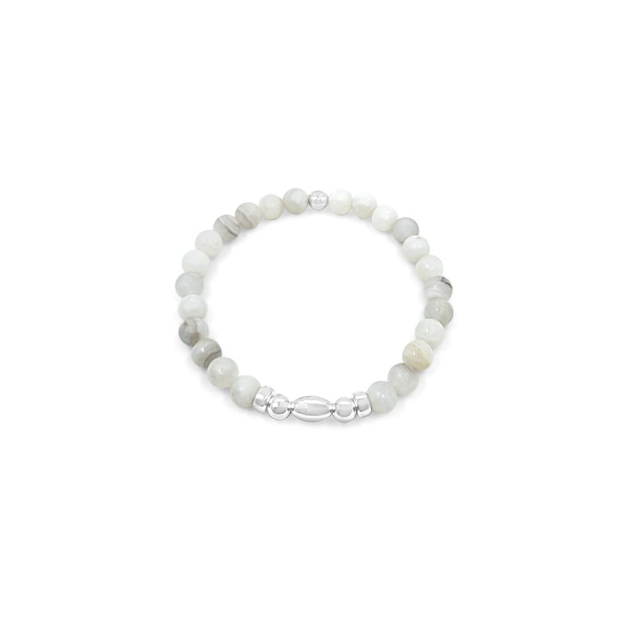 Beaded White Lace Agate Bracelet