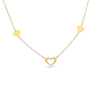 Three Hearts with One Open Heart Necklace