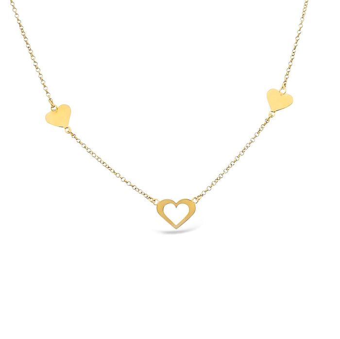 Three Hearts with One Open Heart Necklace