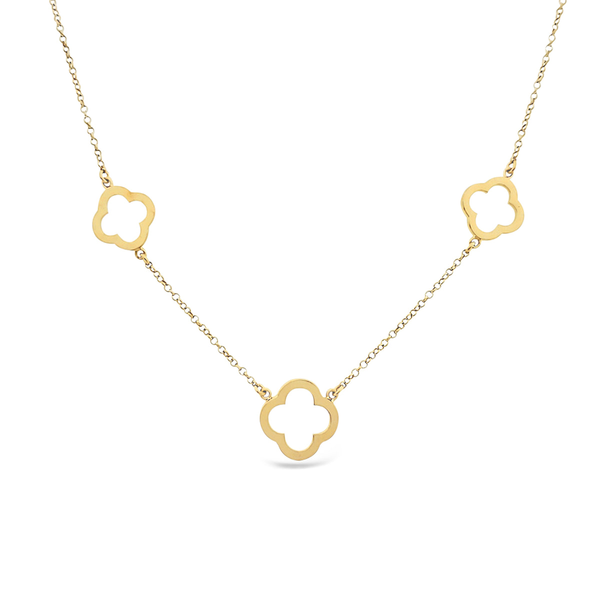 Three Open  Four Clover Necklace