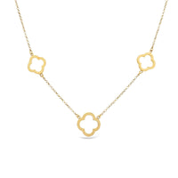 Three Open  Four Clover Necklace