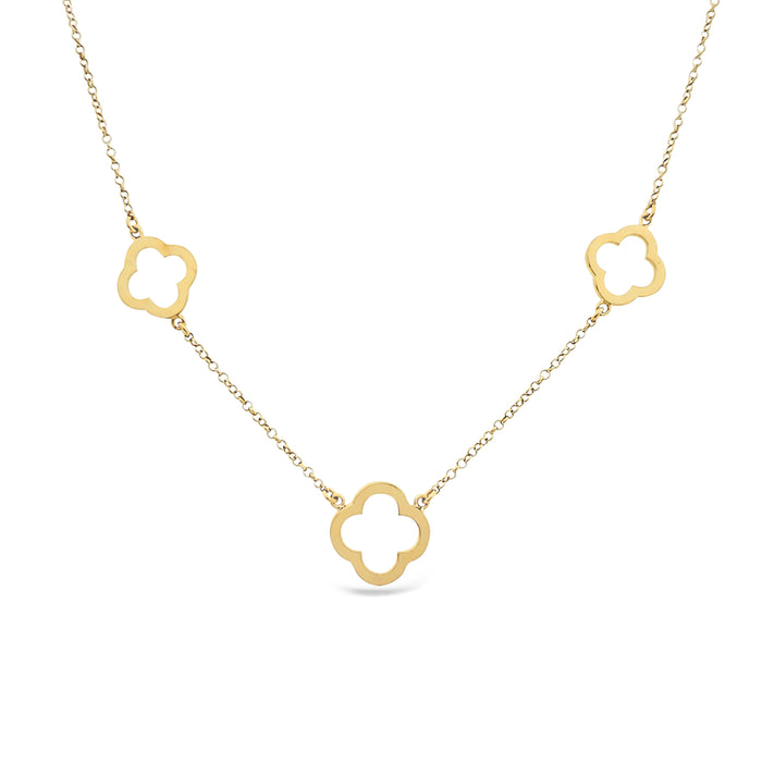 Three Open  Four Clover Necklace