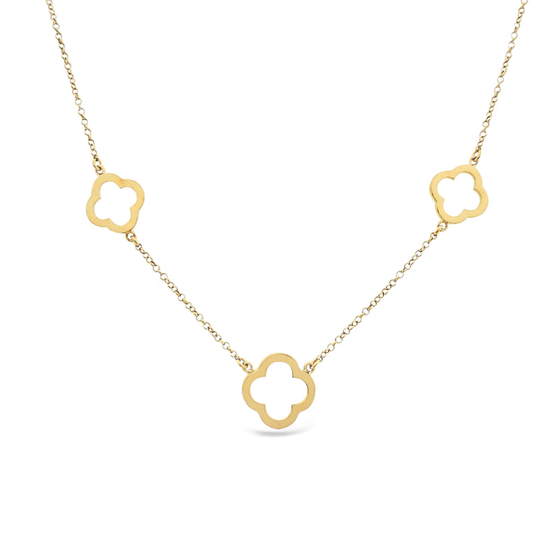 Three Open  Four Clover Necklace