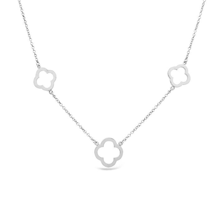 Three Open Four Clover Necklace
