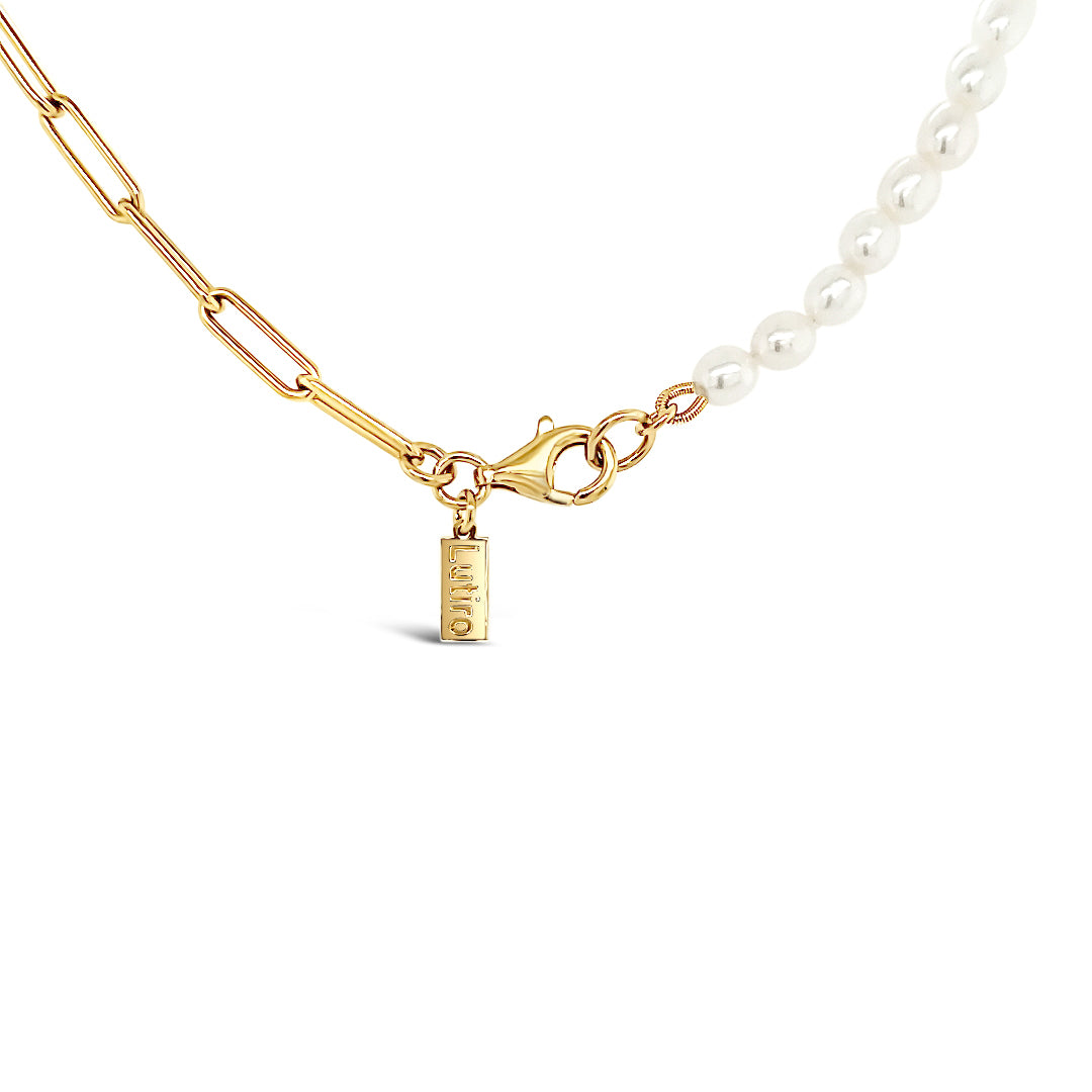 Paperclip and Freshwater Pearl Necklace