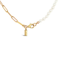 Paperclip and Freshwater Pearl Necklace