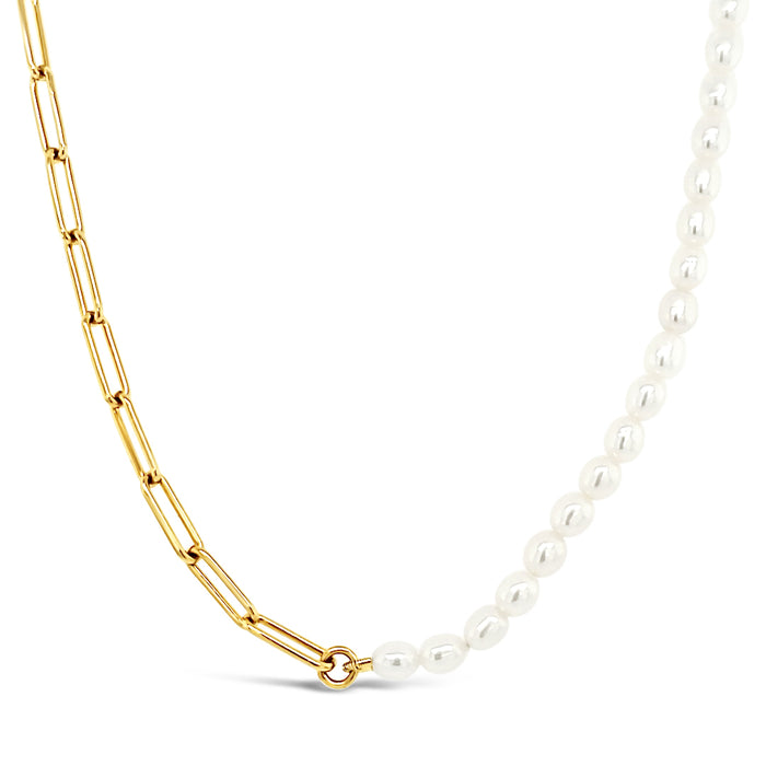 Paperclip and Freshwater Pearl Necklace