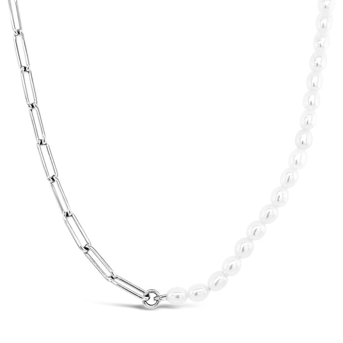 Paperclip and Freshwater Pearl Necklace