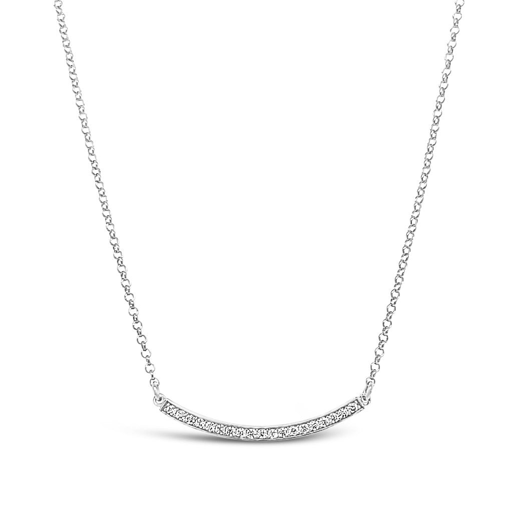 CZ Curved Bar Necklace