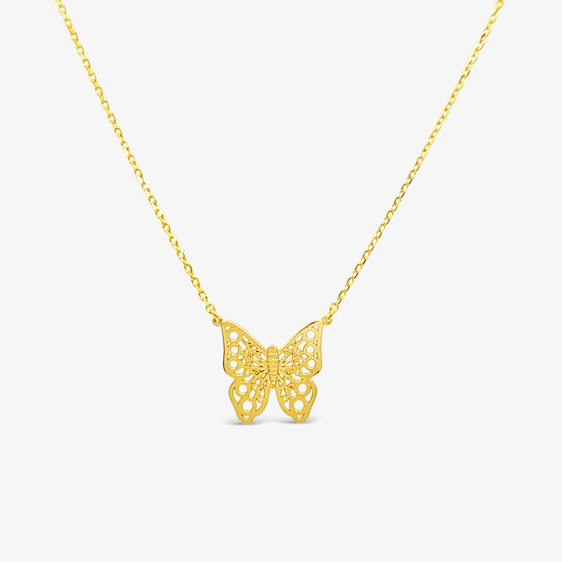 Big Filigree Butterfly Necklace-Gold