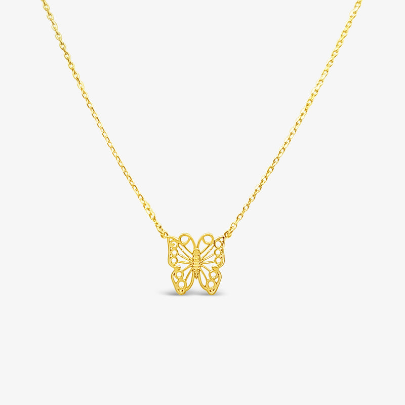 Medium Filigree Butterfly Necklace-Gold