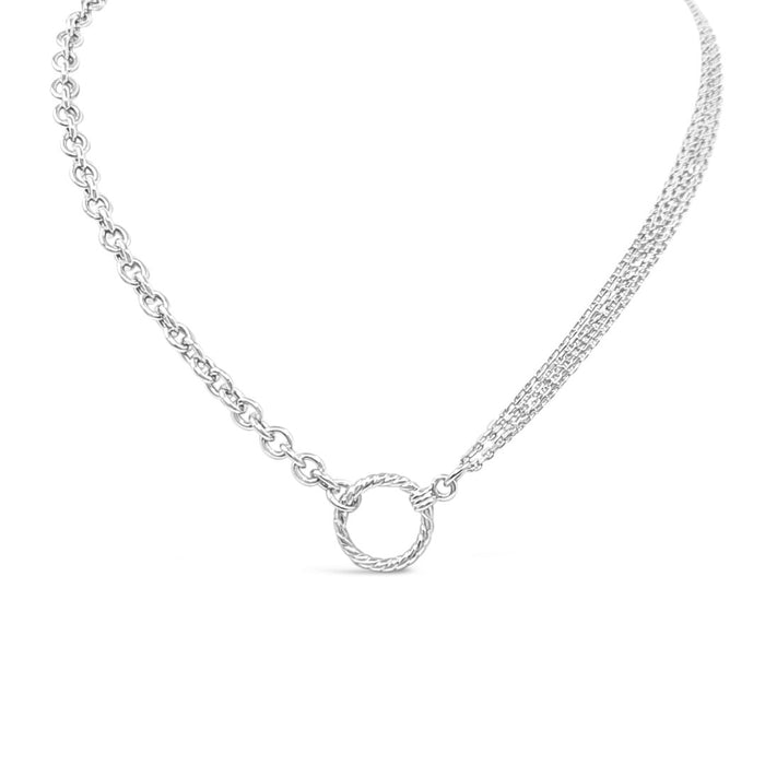 Fancy Cable and Multiple Chain Necklace & Twisted Ring