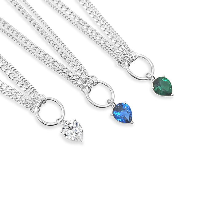 Statement Curb Necklace-Synthetic Sapphire