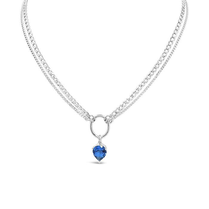 Statement Curb Necklace-Synthetic Sapphire