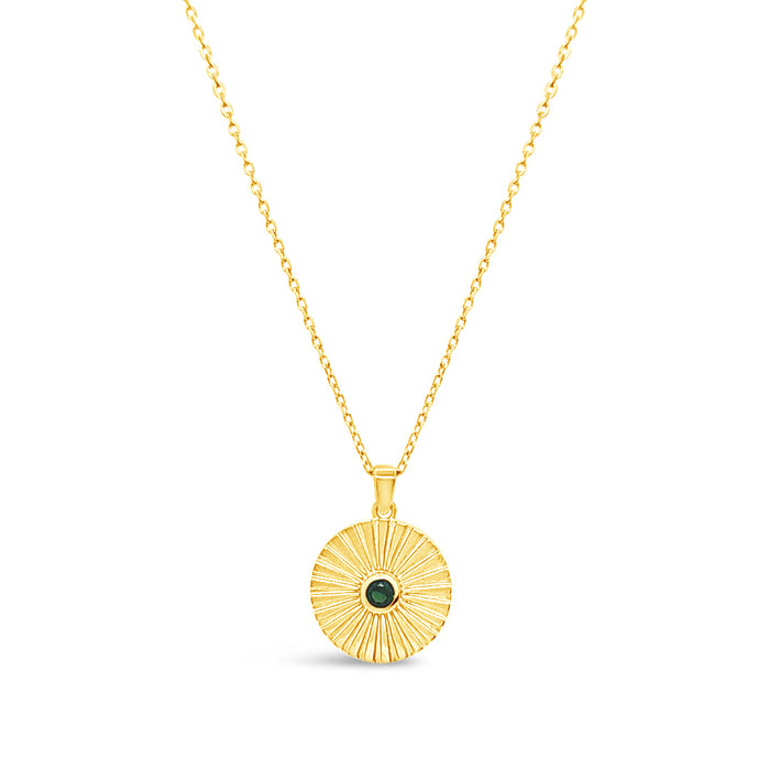 Medallion Pendant-Emerald CZ-Gold