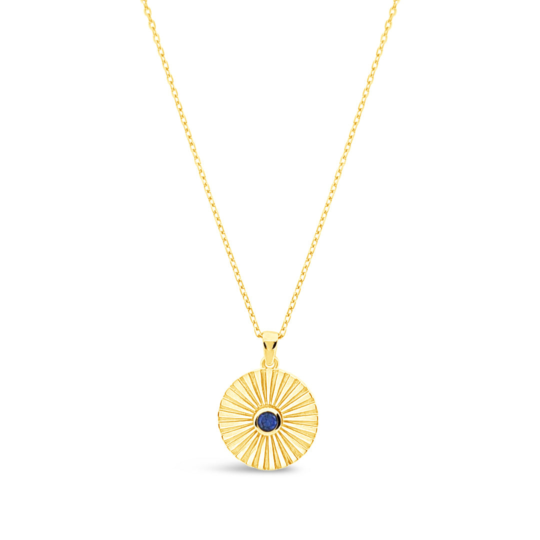 Medallion Pendant-Synthetic Sapphire-Gold