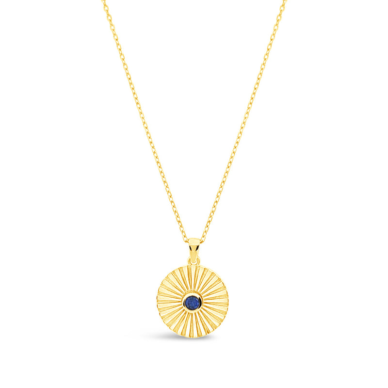Medallion Pendant-Synthetic Sapphire-Gold
