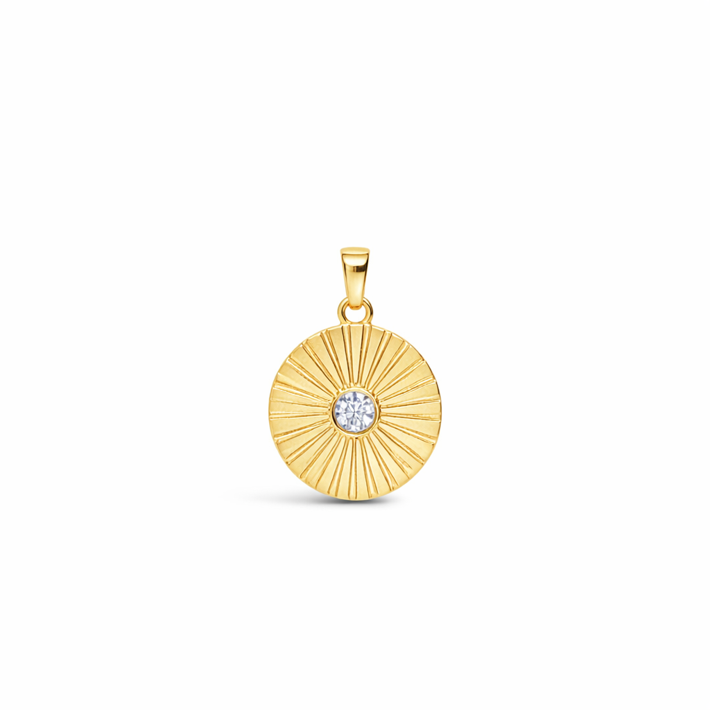 Medallion Pendant-White CZ-Gold