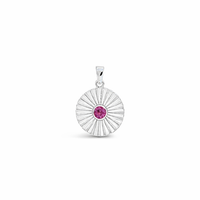 Medallion Pendant Pink CZ-Gold