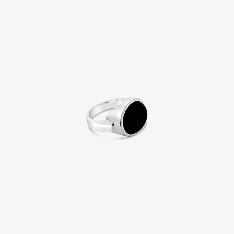 Bague-pierre oval en Onyx noir