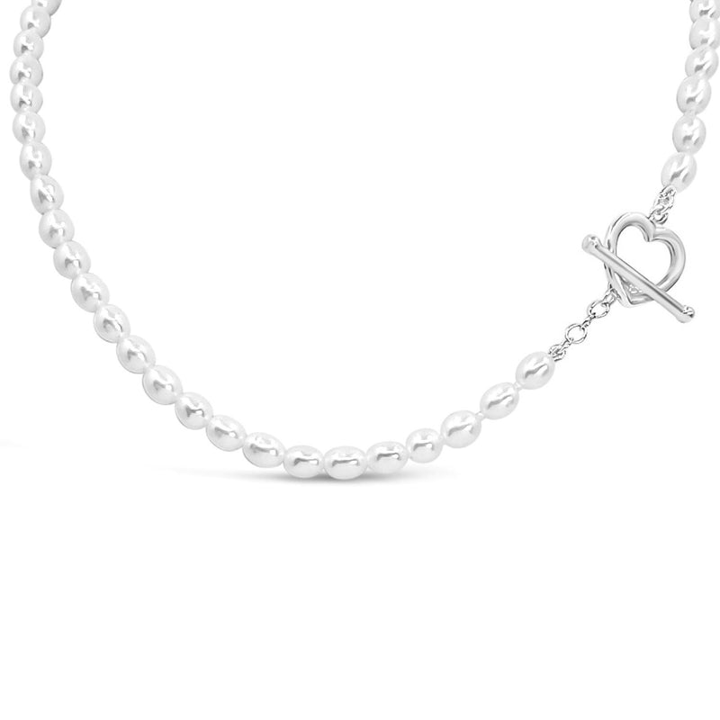 Heart Toggle Clasp with Freshwater Pearls Necklace