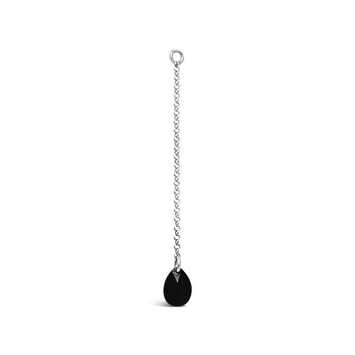 Single Briolette CZ Drop Earring-Black