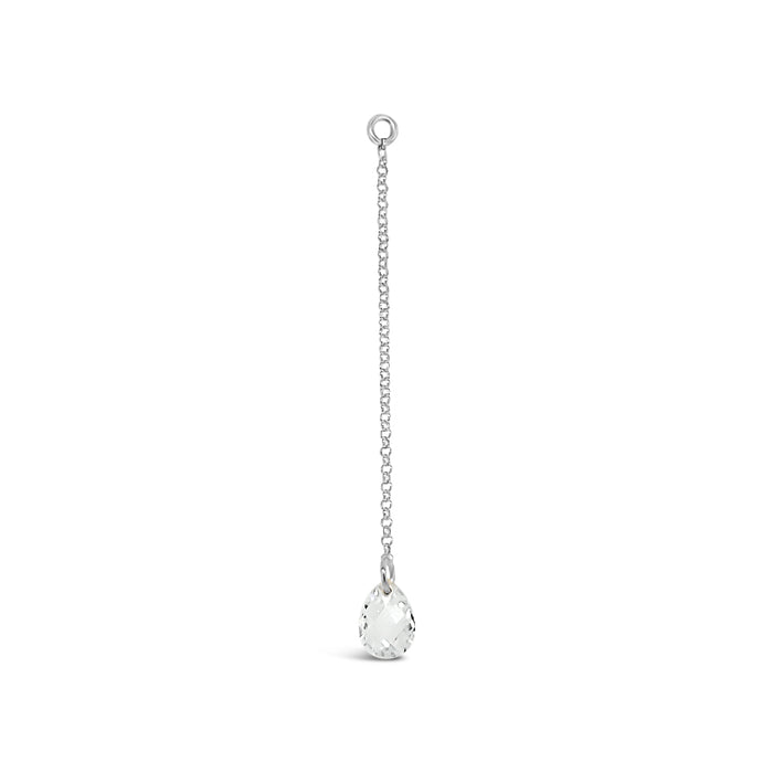 Single Briolette CZ Drop Earring-White