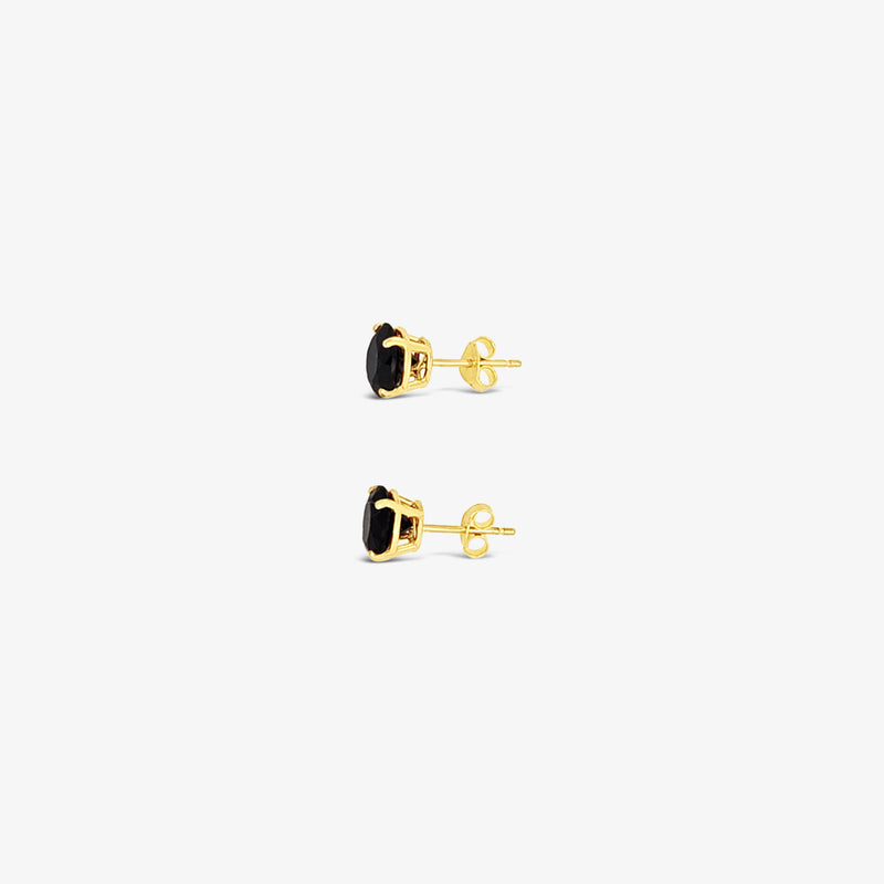 Round 2.60 CTW Black Studs - 10K Gold